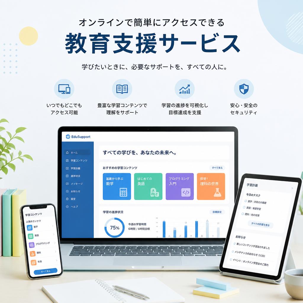 オンラインで簡単にアクセスできる教育支援サービス