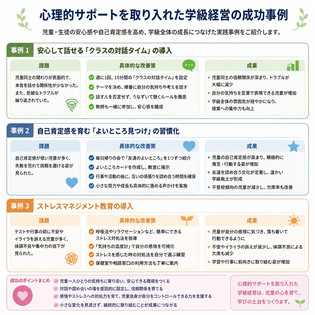心理的サポートに基づく学級経営の成功事例
