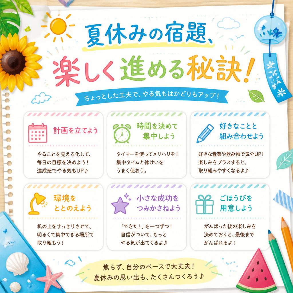 夏休みの宿題、楽しく進める秘訣！