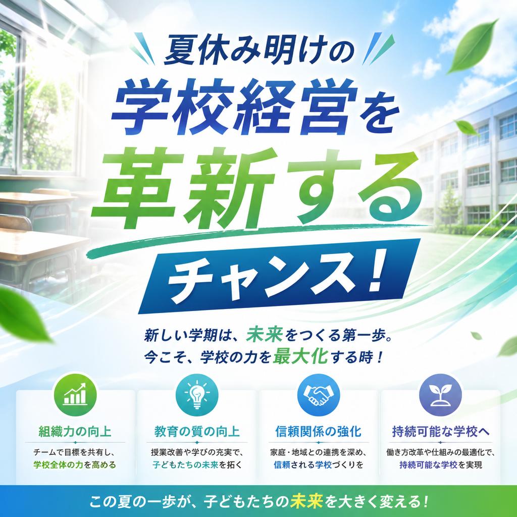 夏休み明けの学校経営を革新するチャンス！