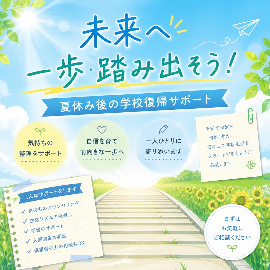 未来へ一歩踏み出そう！夏休み後の学校復帰サポート
